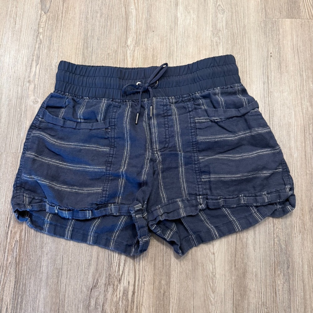 Athleta Womens 2 Cabo Tide Linen 4" Navy Shorts
